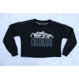 Forever 21 Kids Colorado Sweatshirt Mountain Design Black Size 9/10